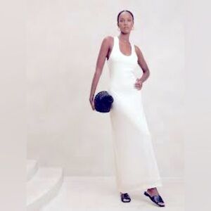 Banana Republic Knit Cross-Back Maxi Dress – White, Size XS Petite